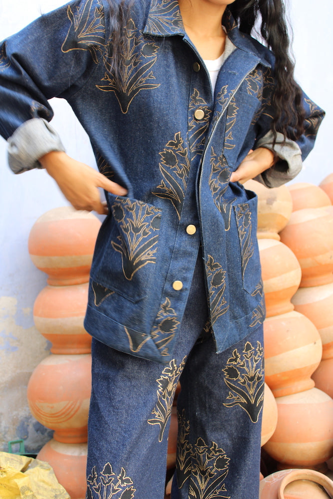 Artisanal Block Printed Denim