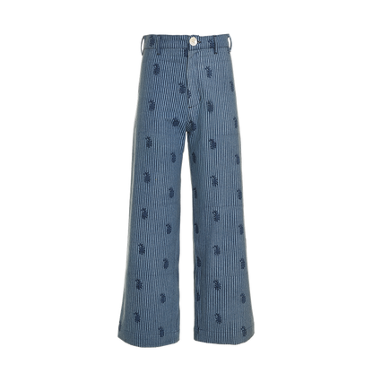 Denim Disco Pants in Small Paisley