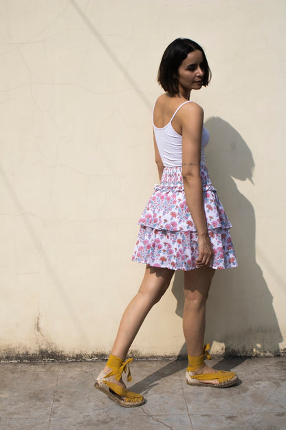 Veda Skirt in Geranium Print