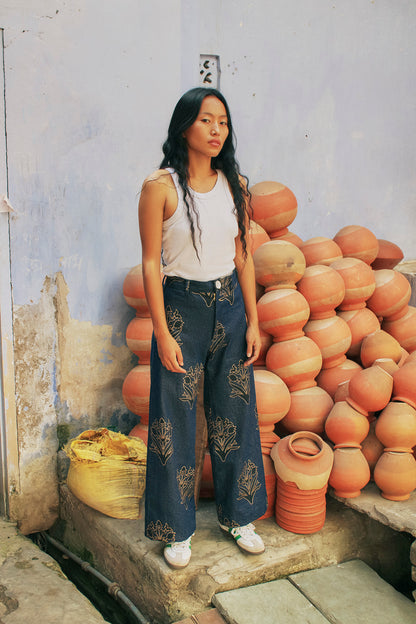 Denim Disco Pant in Palladio Stamp