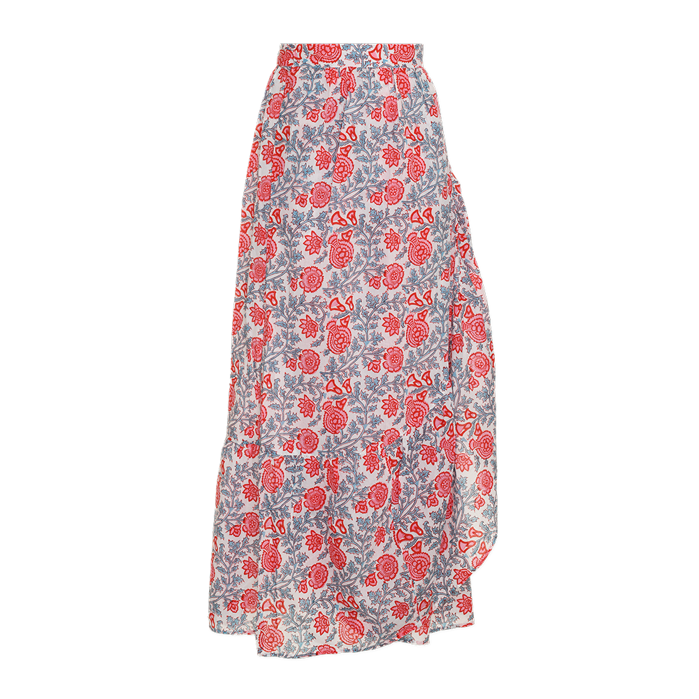 Long Wrap Skirt in Simi Print