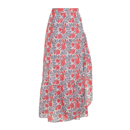 Long Wrap Skirt in Simi Print