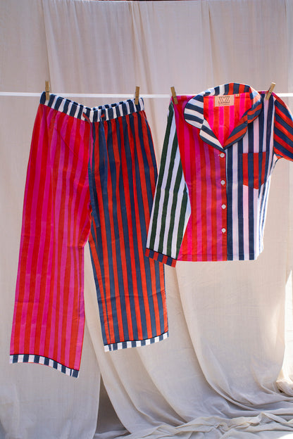 Pajama Set in Mixed Stripes