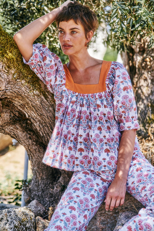 Viti Top in Geranium Print