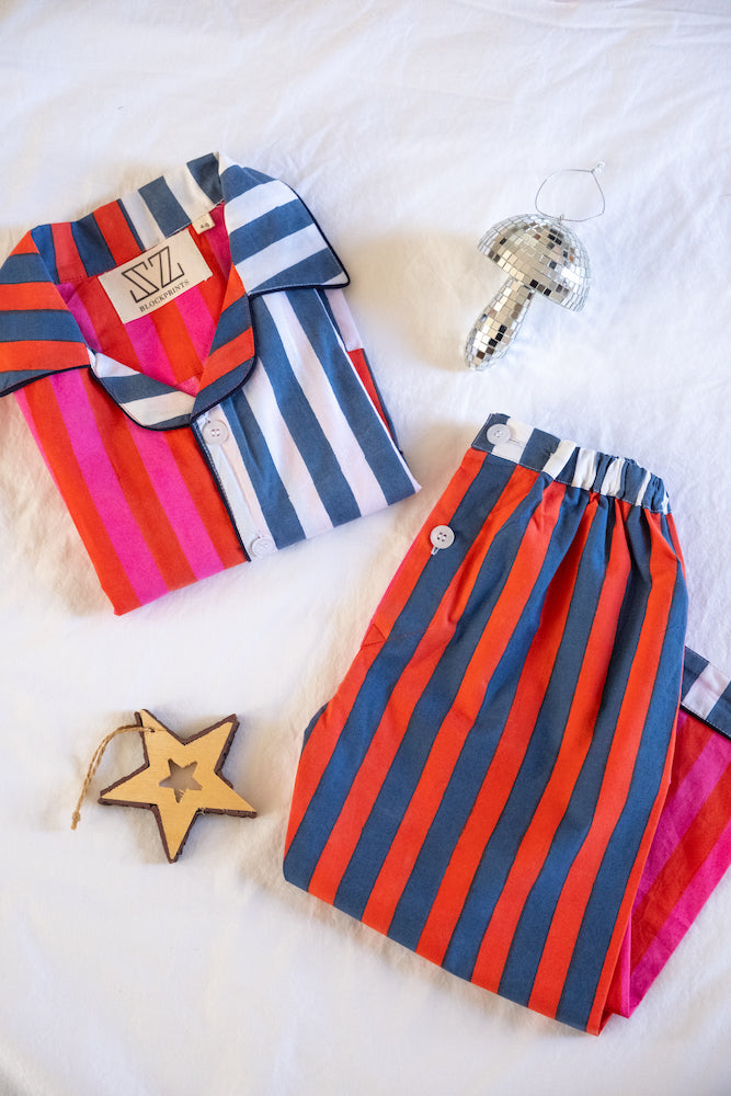 Kids Pajama Set in Mixed Stripes