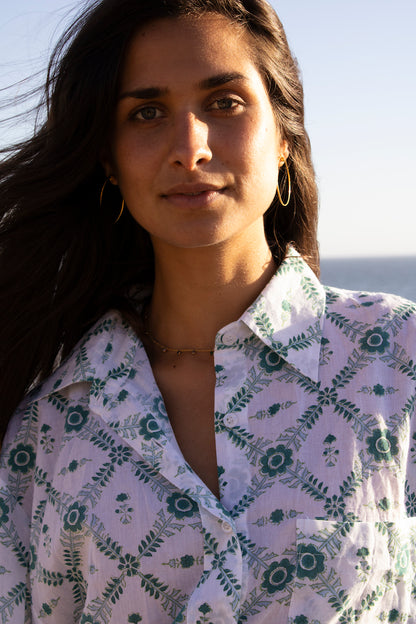 Oversized Button Down in Chakri Print