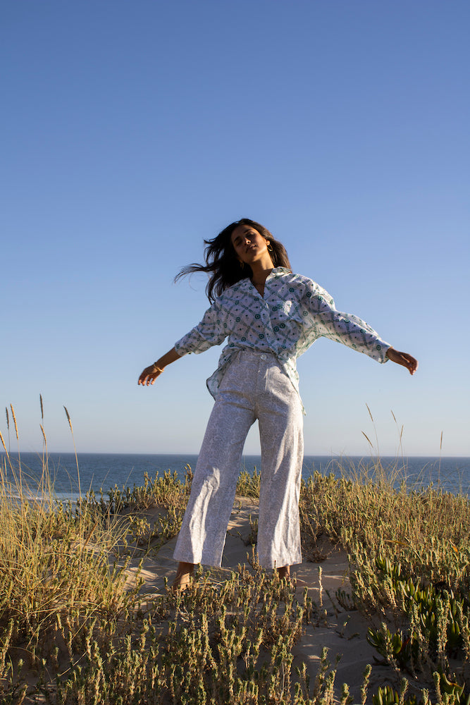 Oversized Button Down in Chakri Print