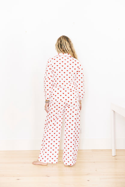 Long PJ Set in Hearts Print