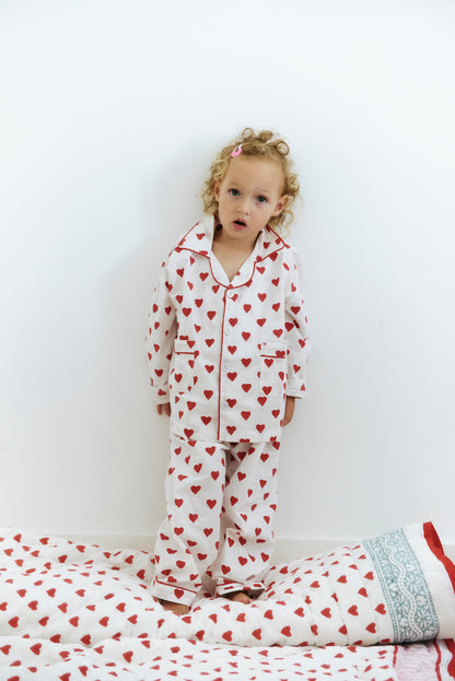 Kids PJ Set in Ruby Red