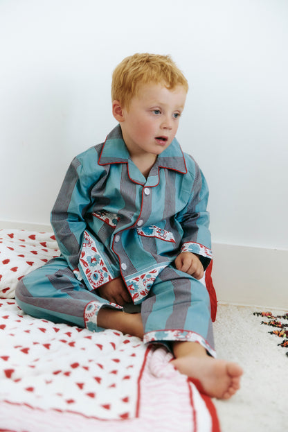 Kids PJ Set in Dusty Blue