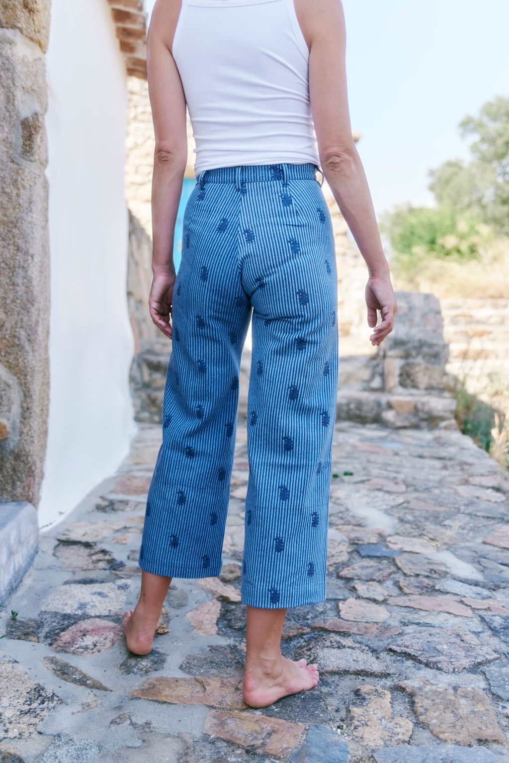 Denim Disco Pants in Small Paisley