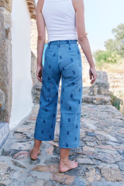 Denim Disco Pants in Small Paisley