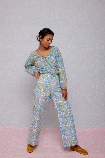 Final Sale: Disco Pants in Cornflower Blue & Pop Green