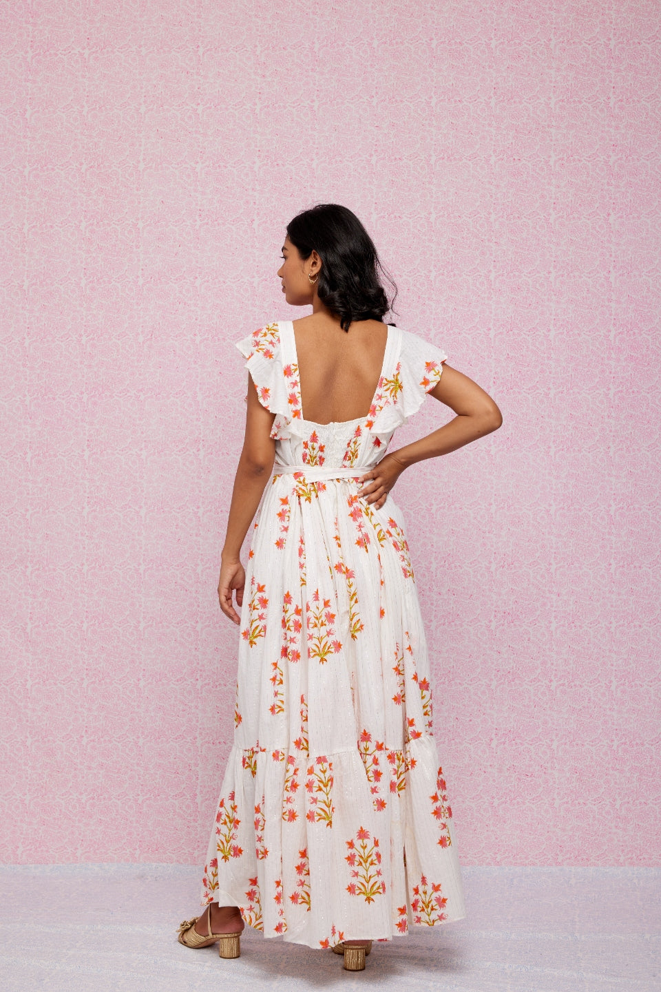 Final Sale: Charlotte Dress in Soft Rose & Tangerine